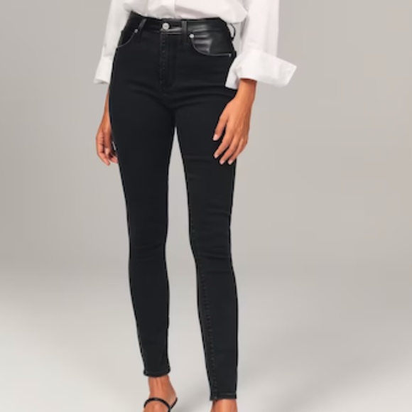 Abercrombie & Fitch Denim - Abercrombie Mixed Fabric High Rise Super Skinny Ankle Jean